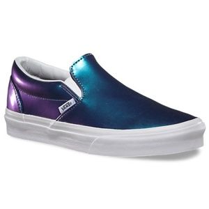 Vans Duochrome leather Blue/Purple Slip Ons 7.5